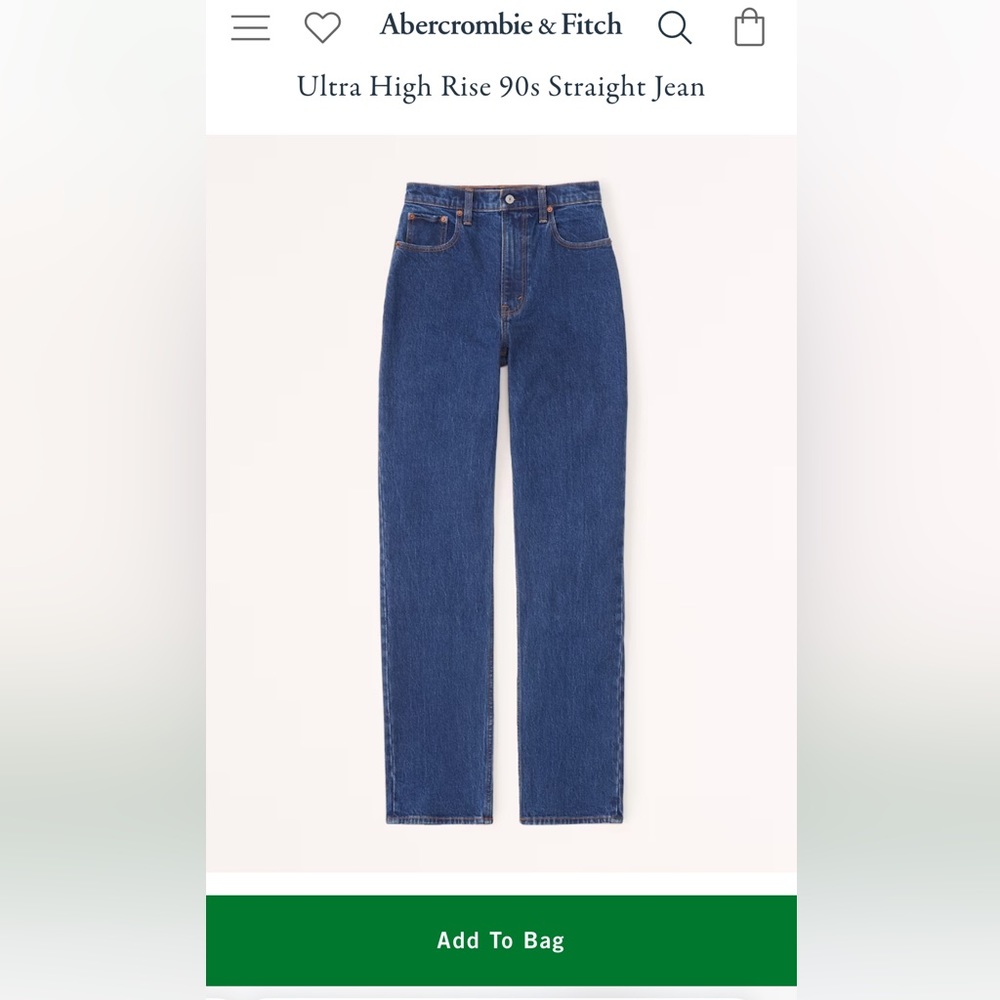 Abercrombie Ultra High Rise 90s Straight Jeans in Dark Wash